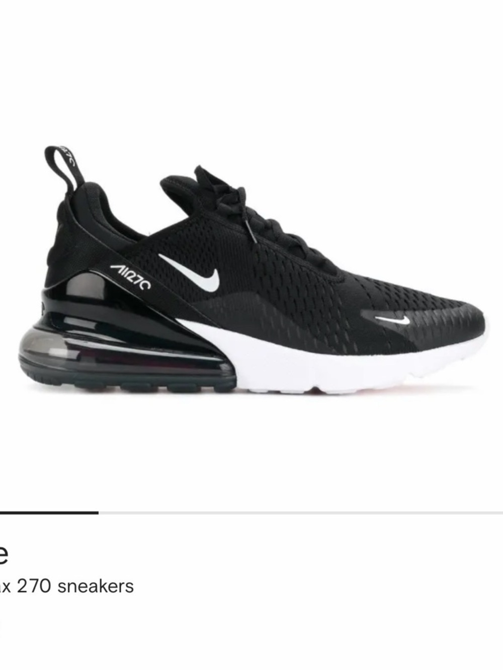 Nike Black and White Air Max 270 Athletic Sneakers